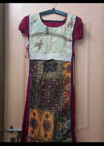 Maroon with Cream Ethnic work Kurta