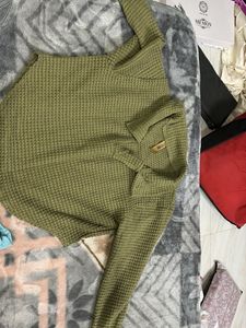 Olive Green Long Sleeve Top