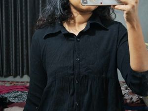 Black Button-Down Shirt Dress