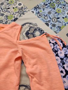 Cute Peach Cold Shoulder Top