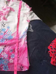 White &amp; Pink Flower Printed Beautiful Top For Girl