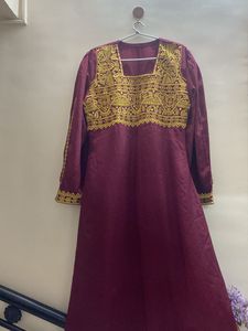 Embroidered Maroon Dress