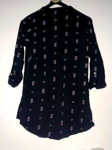 Black Printed Tunic Top