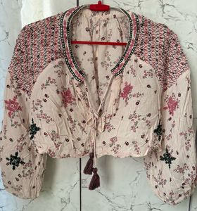 Embroidered Tassle Top