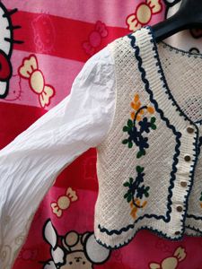 Crochet Knit 🎀 Top with Sleeves