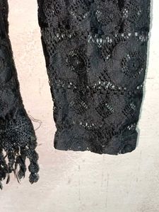 Trendy Women's Lace Top Layered Blouson Black 🖤