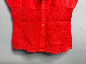 Red Puff Sleeve Top