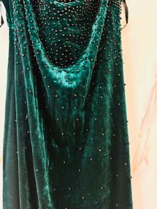 Bottle Green Velvet Gown