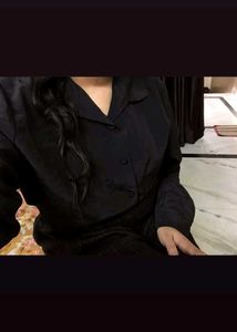 Black Satin Front Knot Shirt