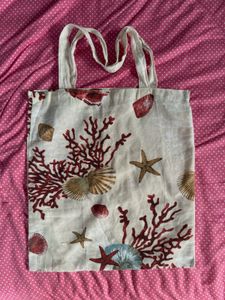 Seashell Print Tote Bag