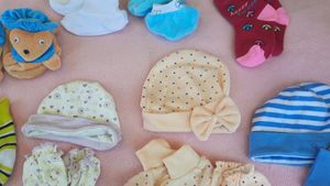 8 Set Cap,booties And Mittens Combo