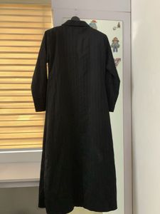 Black Striped Trench Coat Abaya