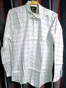 White Grid Pattern New Shirt Men