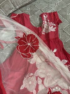 Pink &amp; White Anarkali Kurti