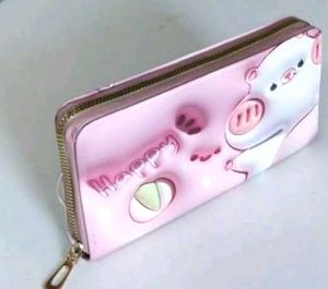 ✨ "Happy Bear Pink Long Wallet – Cute & Trendy ✨