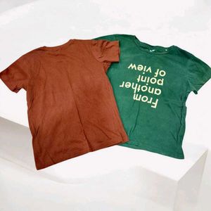 Thought-Provoking T-Shirt Duo: Brown &amp; Green Tee