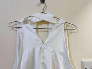 Elegant White Halter Top Small Size - Fits Medium
