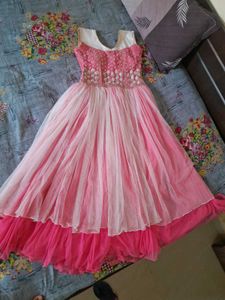 Heavy Net Gown (Pink & White)