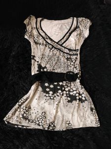 Y2k Floral Belt Detail Mini dress