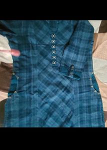 Branded Stylist Denim Checked  Kurti..