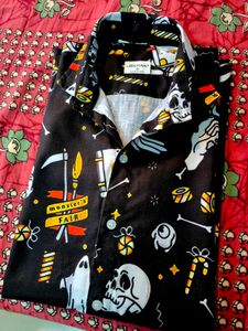&#34;Midnight Mischief&#34; Halloween-Themed Printed Shirt