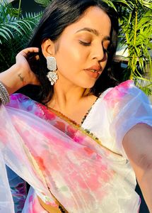 Bollywood Organza Saree With Stitched Blouse