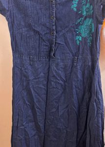 Denim Embroidered Dress