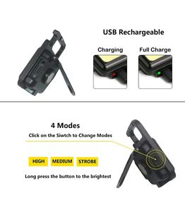 Small LED Flashlight 800 Lumens COB Rechargeable Keychain Mini Flashlight 4 Light Modes Portable Pocket Light with Folding Bracket Bottle Opener and Magnet Base for Fishing Walking Camping60%off