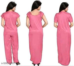 PREMIUM 4 PCS SET Satin Maxi night dress nigh