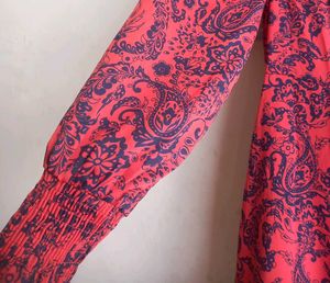 Red Paisley Tiered Midi Dress