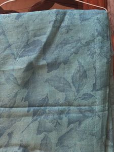Blue Net Saree With Cream Border