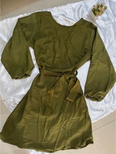 Olive Green Belted Dress