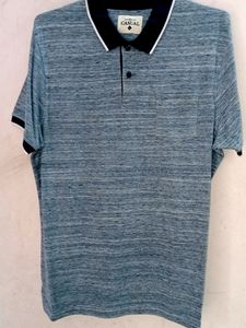 White Blue T-shirt For Men And Boys With Collar