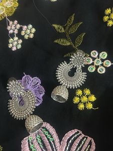 Boho Silver Jhumka Earrings