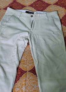 Cream Cotton Jeans For Men