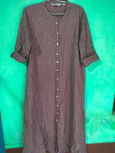 Mauve A line Kurta With Silver Lines