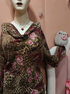 🌹 Leopard Floral Tunic Top 🐆