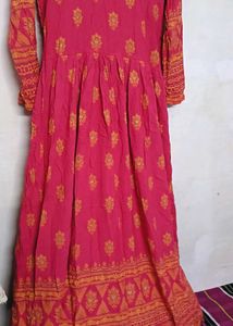 Pink &amp; Gold Anarkali Dress