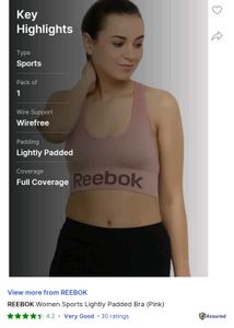 Reebok Lightly Padded Sports Bra