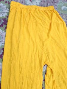 Yellow Eyelet Wide Leg Pants