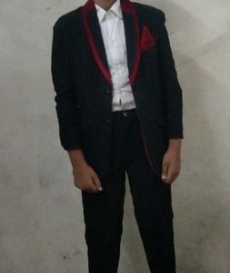 Boys Black Suit with Red Trim