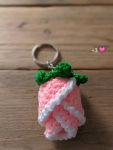 Crochet Rose Keychain