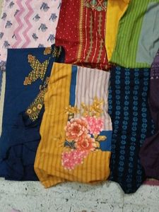 Assorted Women's Ethnic Kurta Lot Totally 9 pieces