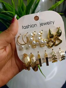 Assorted Golden Earrings Set Of 9