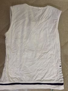 Sleeveless White Tshirt For Young Girl