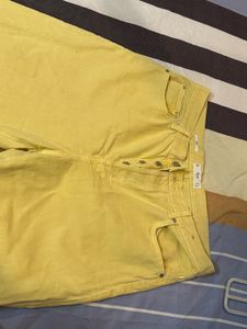 Mango Yellow Straight Fit High Rise Jeans