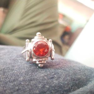 Pure Silver Maharaja Ring In Carnelian Gemstone