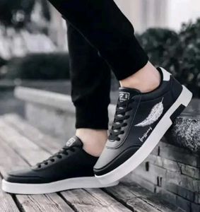 Black &amp; White Feather Sneakers