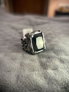 Mens Biker Black Gem Ring