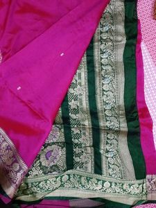 Pink &amp; Green Silk Saree